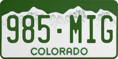 CO license plate 985MIG