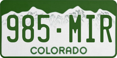 CO license plate 985MIR