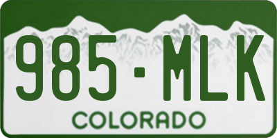 CO license plate 985MLK