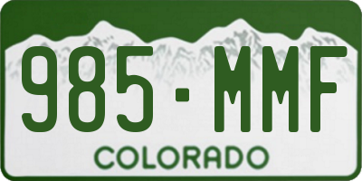 CO license plate 985MMF