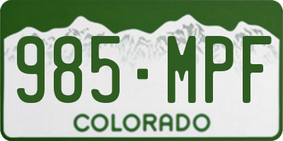 CO license plate 985MPF