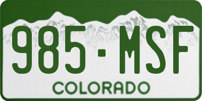 CO license plate 985MSF