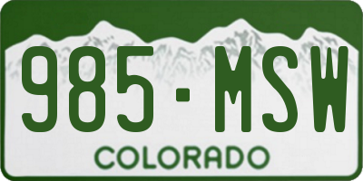 CO license plate 985MSW