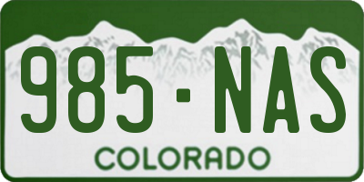 CO license plate 985NAS