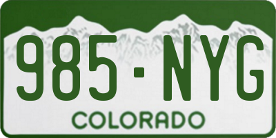 CO license plate 985NYG
