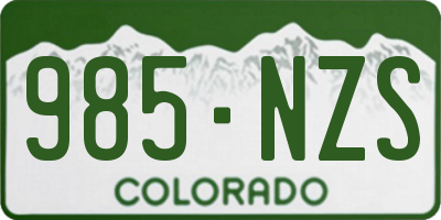 CO license plate 985NZS