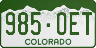 CO license plate 985OET