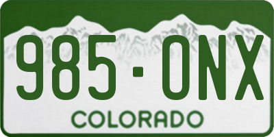 CO license plate 985ONX