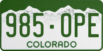 CO license plate 985OPE
