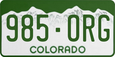 CO license plate 985ORG