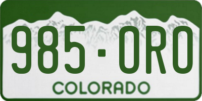 CO license plate 985ORO