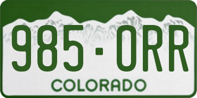 CO license plate 985ORR