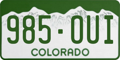 CO license plate 985OUI