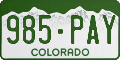 CO license plate 985PAY