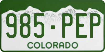 CO license plate 985PEP