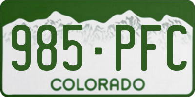 CO license plate 985PFC