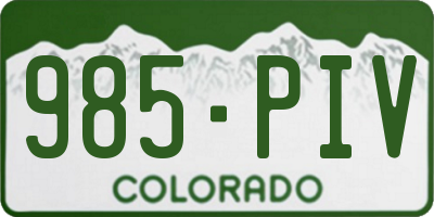 CO license plate 985PIV