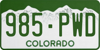 CO license plate 985PWD