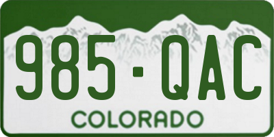 CO license plate 985QAC