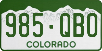 CO license plate 985QBO