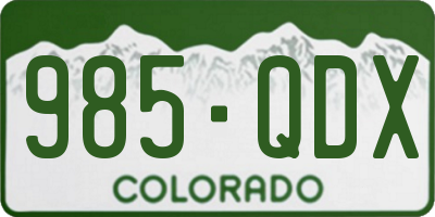CO license plate 985QDX