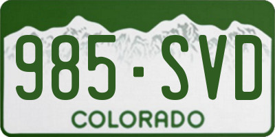CO license plate 985SVD