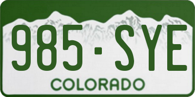 CO license plate 985SYE