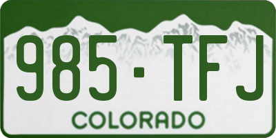 CO license plate 985TFJ