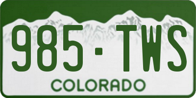 CO license plate 985TWS