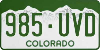 CO license plate 985UVD