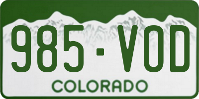 CO license plate 985VOD