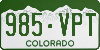 CO license plate 985VPT
