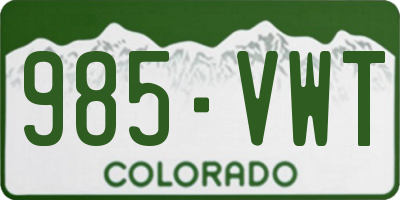 CO license plate 985VWT