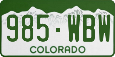 CO license plate 985WBW