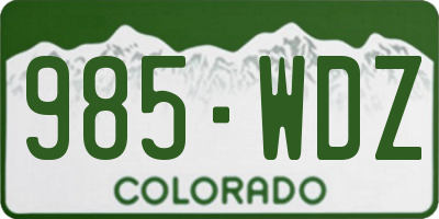 CO license plate 985WDZ