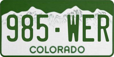 CO license plate 985WER