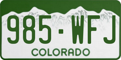 CO license plate 985WFJ