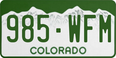 CO license plate 985WFM