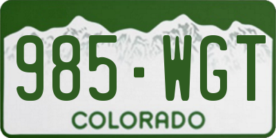 CO license plate 985WGT