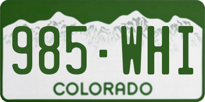 CO license plate 985WHI