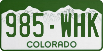 CO license plate 985WHK