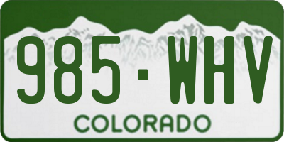 CO license plate 985WHV