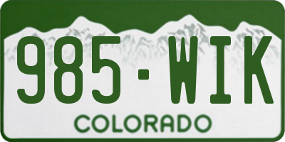 CO license plate 985WIK