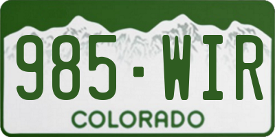 CO license plate 985WIR