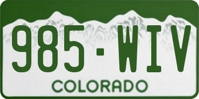CO license plate 985WIV