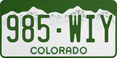 CO license plate 985WIY