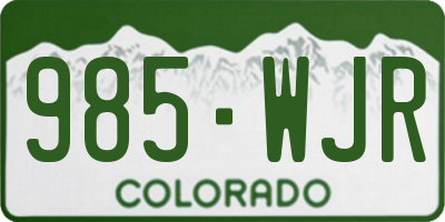 CO license plate 985WJR