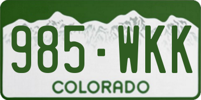 CO license plate 985WKK