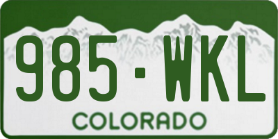 CO license plate 985WKL
