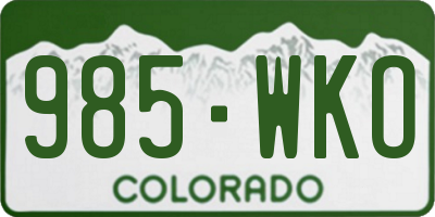CO license plate 985WKO